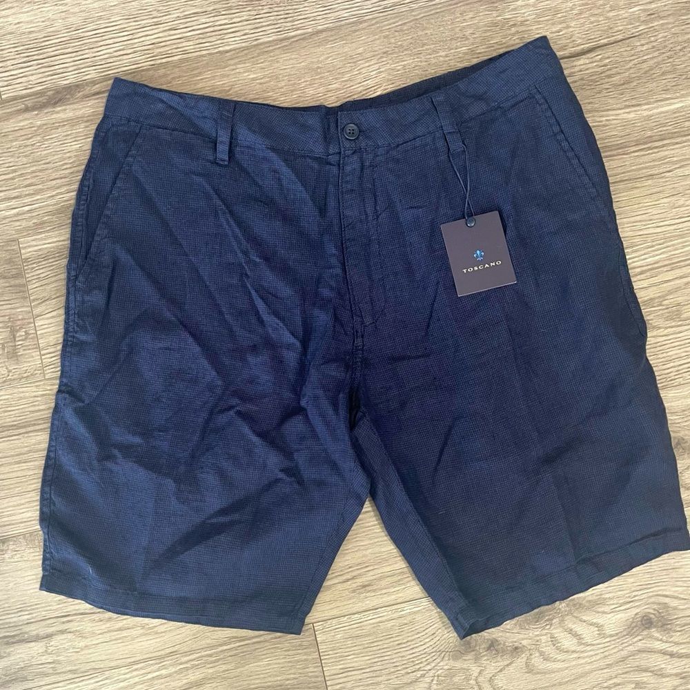 Toscano Men Shorts Linen Navy